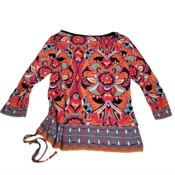 Ruby Rd Petite Ruched Boho Top - Picture 2 of 7